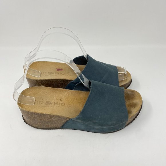Bio Bio Womens Sandals Leather Wedge Slides Size 8 - Picture 2 of 13